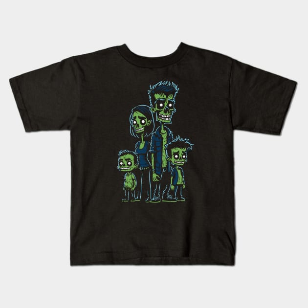 Zombie Family - 4 Kids T-Shirt by NeverDrewBefore